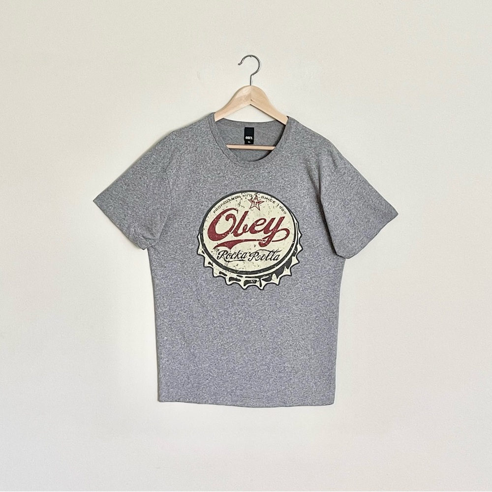 Obey Bottle Cap Rocka Rolla Graphic Gray T Shirt Men’s size XL
